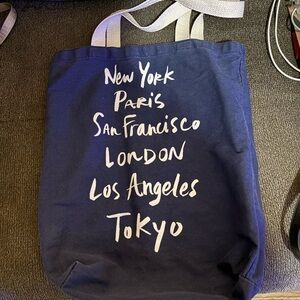 Cute Blue Tote Bag with City Names